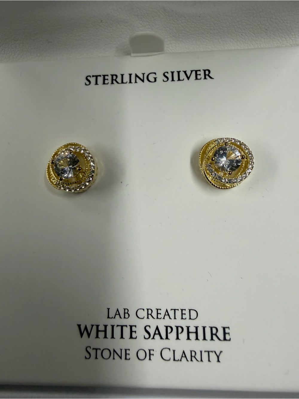 Macy's Gold-Tone Sterling Silver White Sapphire Stud Earrings